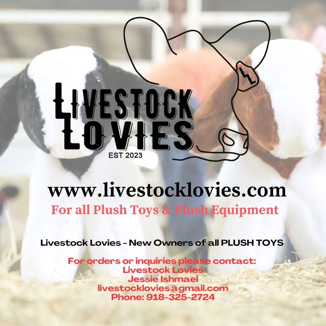 Livestock Lovies
For all Plush Toys & Plush Equipment
Livestock Lovies - New Owners of all PLUSH TOYS
For orders or inquiries please contact: Livestock Lovies Jessie Ishmael
livestocklovies@gmail.com	Phone: 918-325-2724
